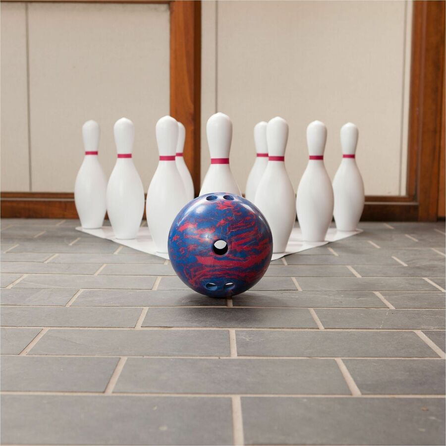 Bowling Set, Plastic/Rubber, White, 10 Bowling Pins, 1 Bowling Ball