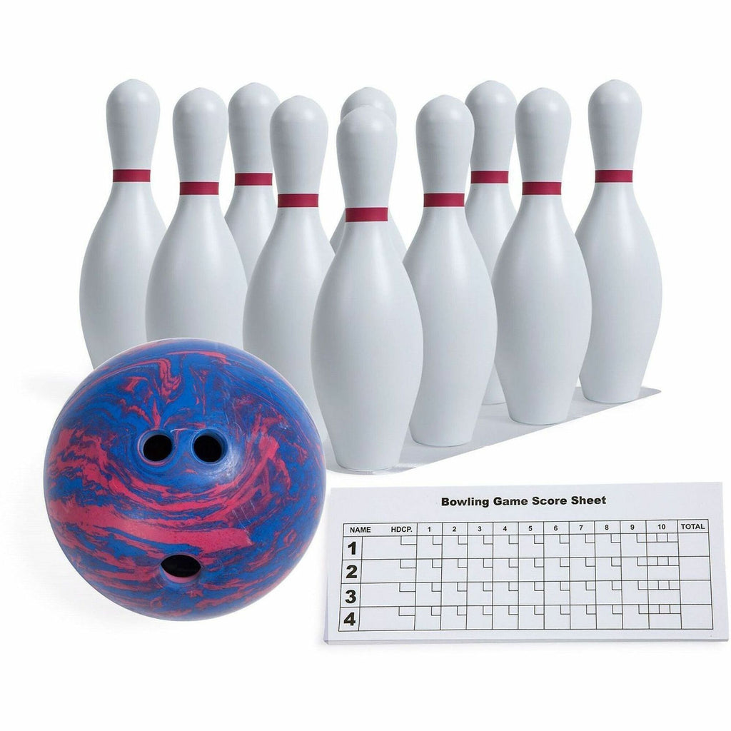 Bowling Set, Plastic/Rubber, White, 10 Bowling Pins, 1 Bowling Ball
