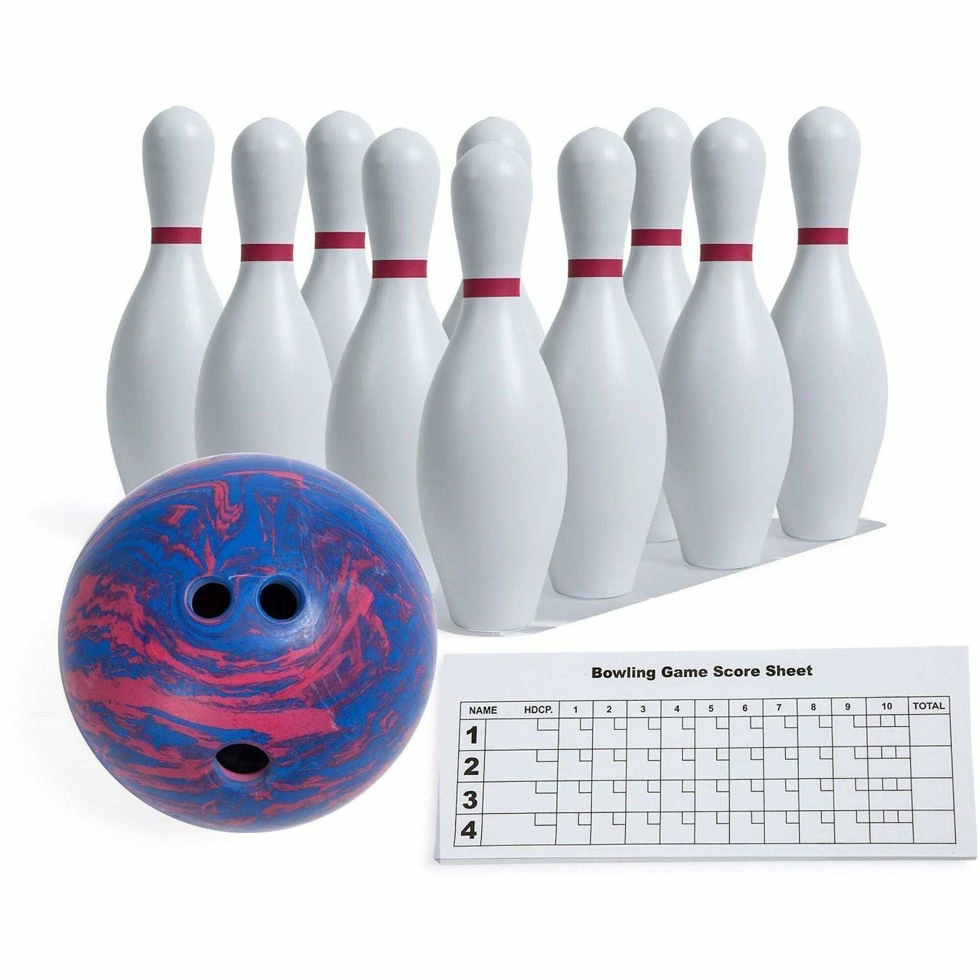Bowling Set, Plastic/Rubber, White, 10 Bowling Pins, 1 Bowling Ball