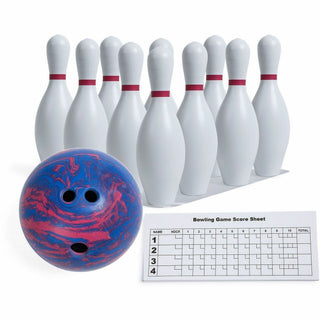 Bowling Set, Plastic/Rubber, White, 10 Bowling Pins, 1 Bowling Ball