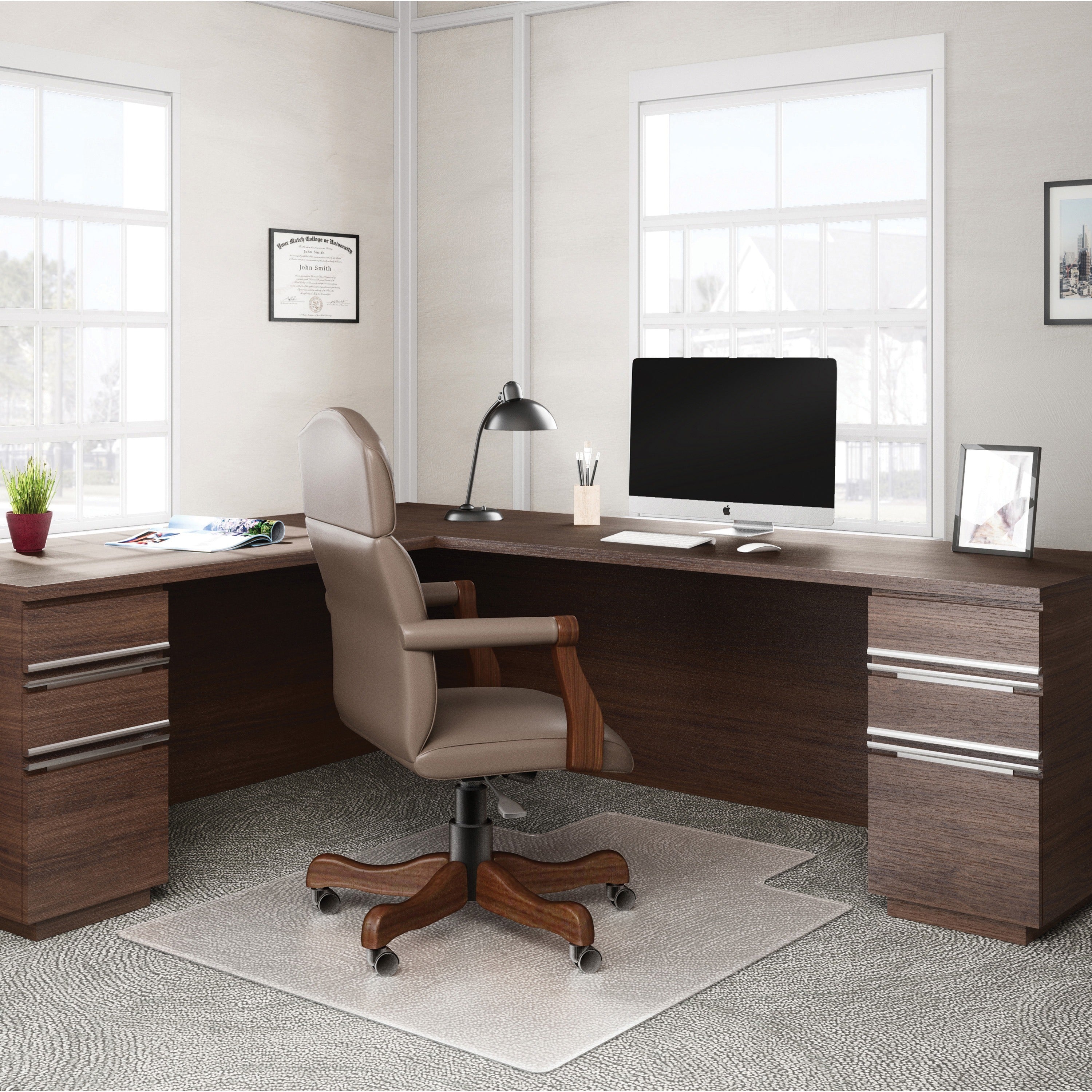 deflecto-rollamat-for-carpet-home-office-carpet-60-length-x-46-width-lip-size-12-length-x-25-width-rectangular-textured-vinyl-clear-1each_defcm15433f - 1