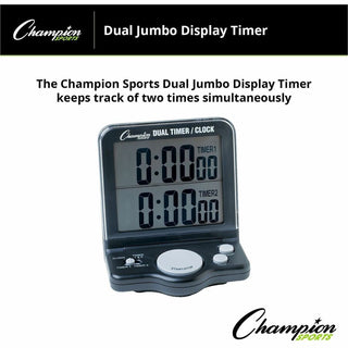 Dual Timer/Clock with Jumbo Display, LCD, 3.5 x 1 x 4.5, Black