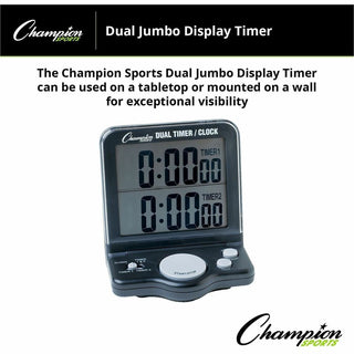 Dual Timer/Clock with Jumbo Display, LCD, 3.5 x 1 x 4.5, Black