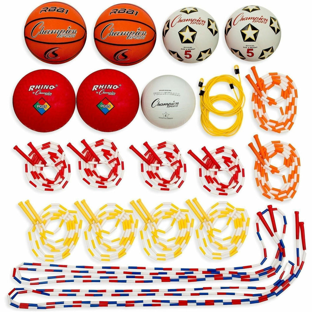 Physical Education Kit with 7 Balls, 14 Jump Ropes, Assorted Colors