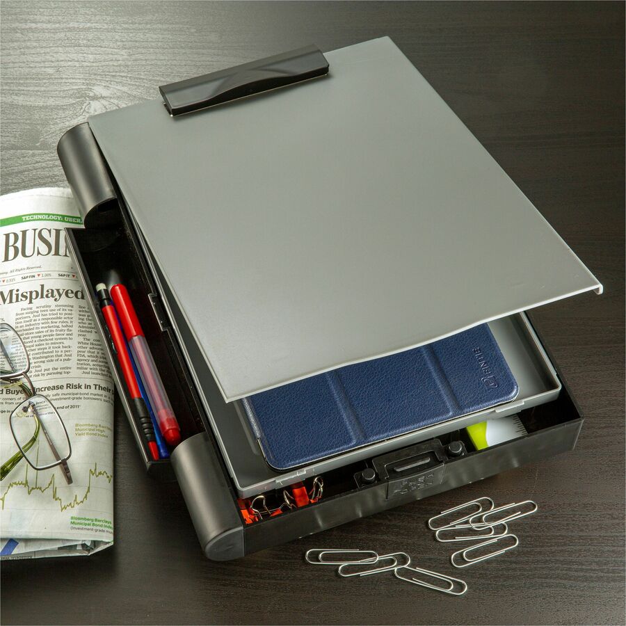Officemate Double Storage Top-opening Form Holder - 0.75" Clip Capacity - Top Opening - 9" x 12" - Plastic - Gray - 1 Each