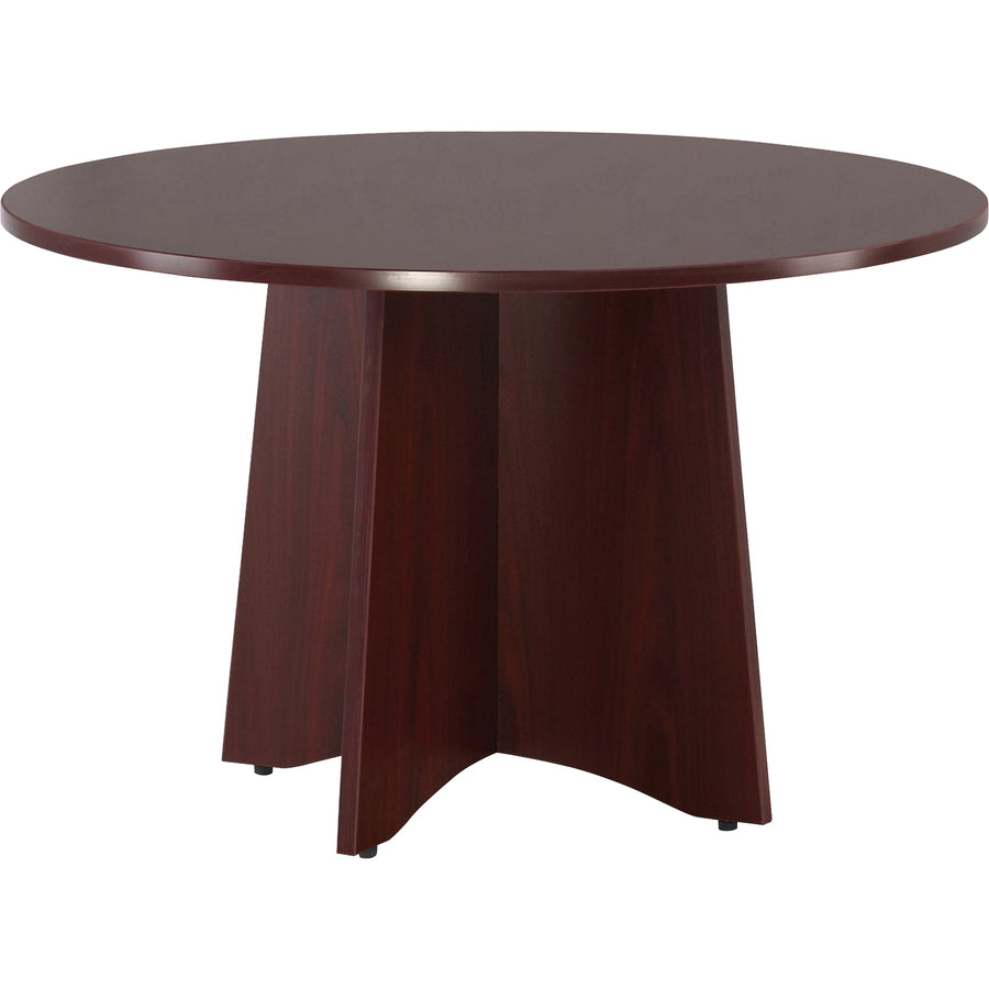 Lorell Essentials Round Conference Table Base - 24" x 24" x 29" - Material: Wood - Finish: Laminate, Mahogany - 