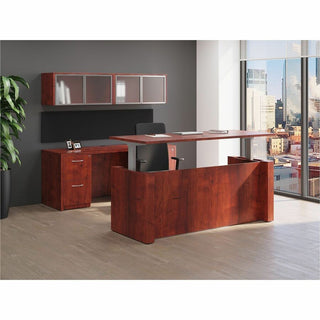 Lorell Essentials Series Bridge - 47.3" x 23.6" x 1" x 29.5" - Finish: Cherry, Laminate - Grommet, Modesty Panel