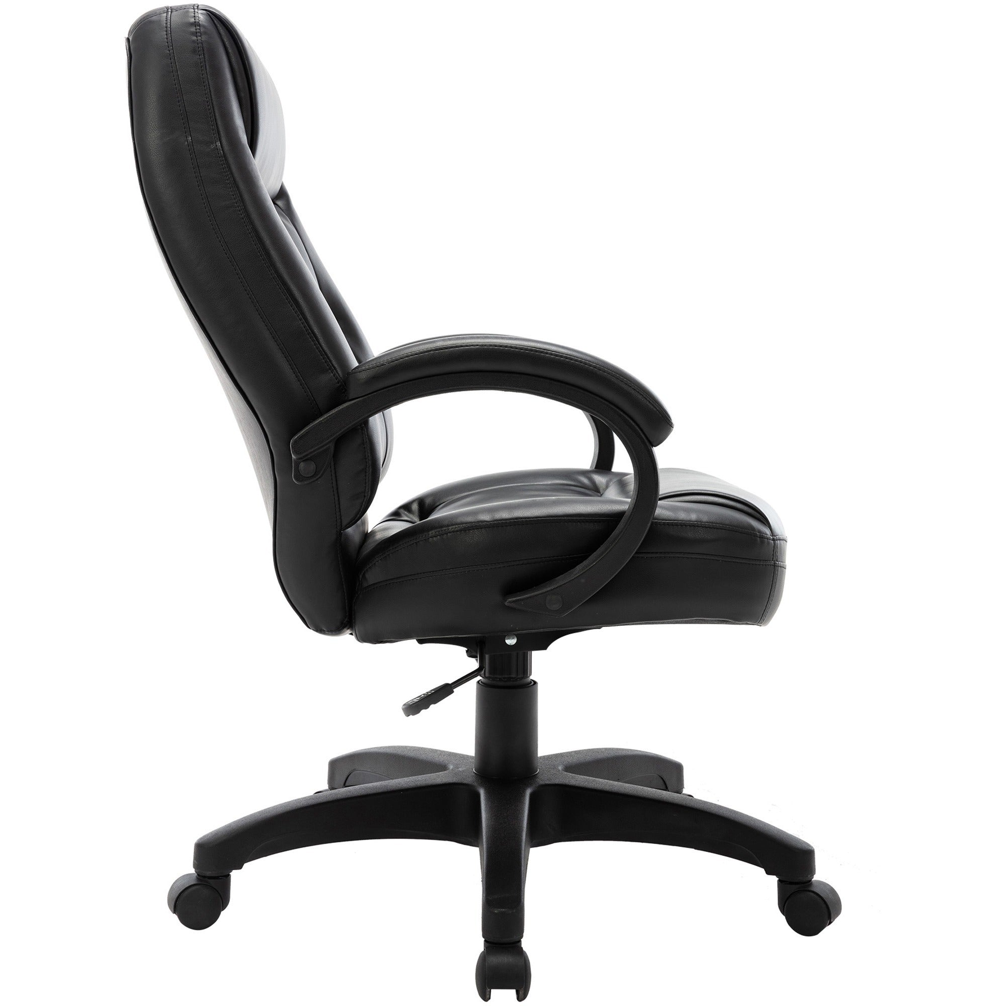 Lorell Westlake Series Executive High-Back Chair - Black Leather Seat - Black Polyurethane Frame - High Back - Black - 1 Each - 