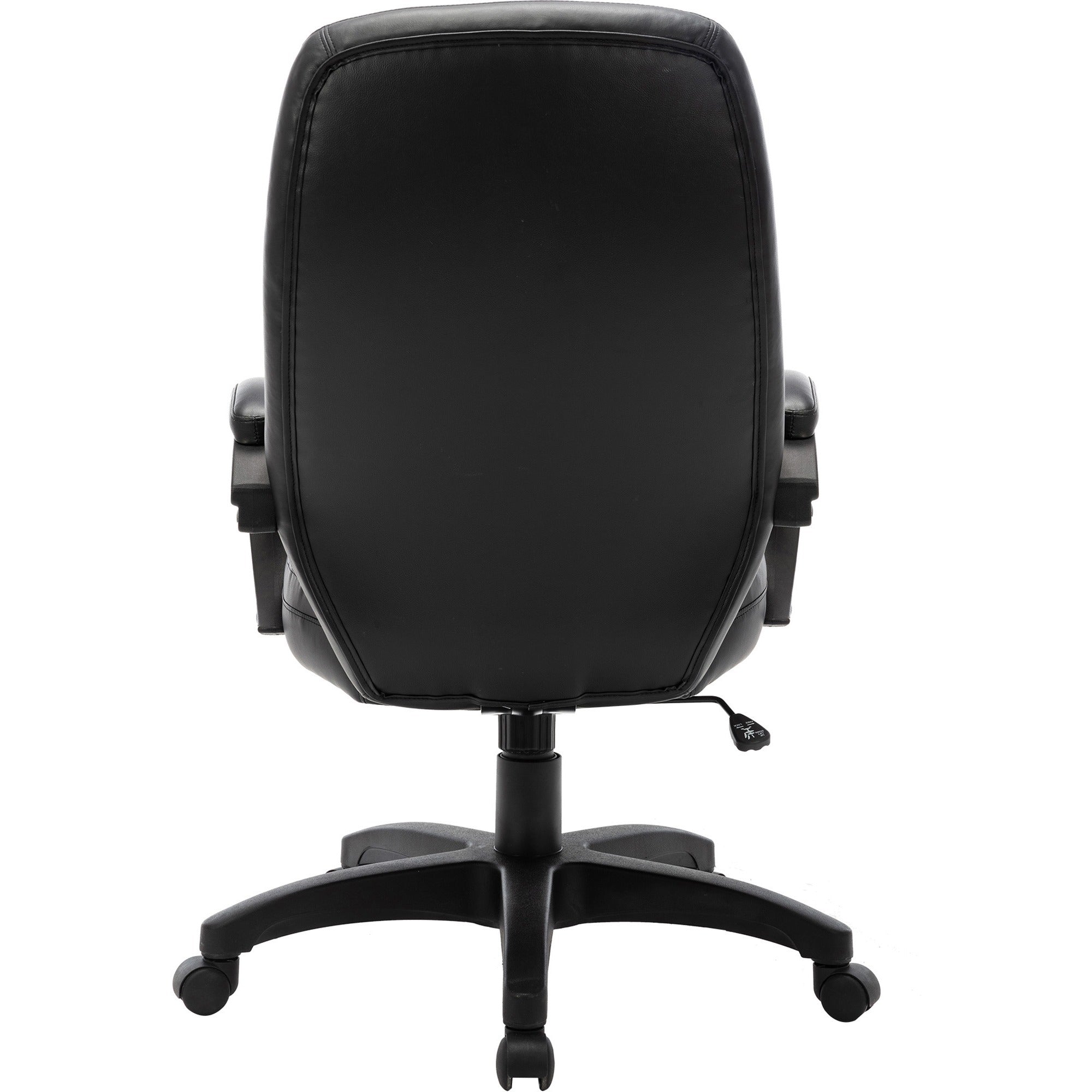 Lorell Westlake Series Executive High-Back Chair - Black Leather Seat - Black Polyurethane Frame - High Back - Black - 1 Each - 