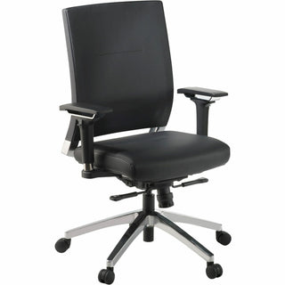 Lorell Heavy-duty Full-Function Executive Office Chair - Black Leather Seat - 5-star Base - Black - 1 Each - 