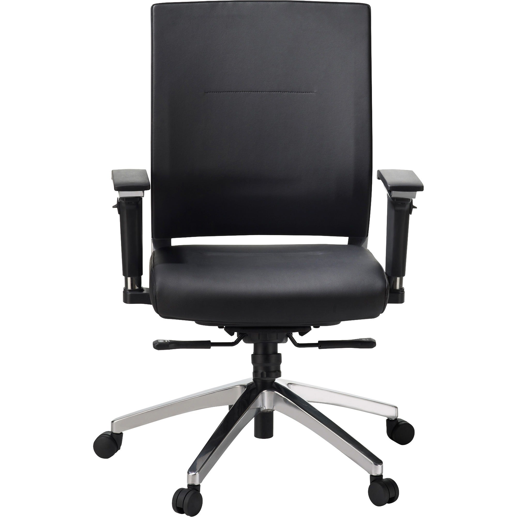 Lorell Heavy-duty Full-Function Executive Office Chair - Black Leather Seat - 5-star Base - Black - 1 Each - 