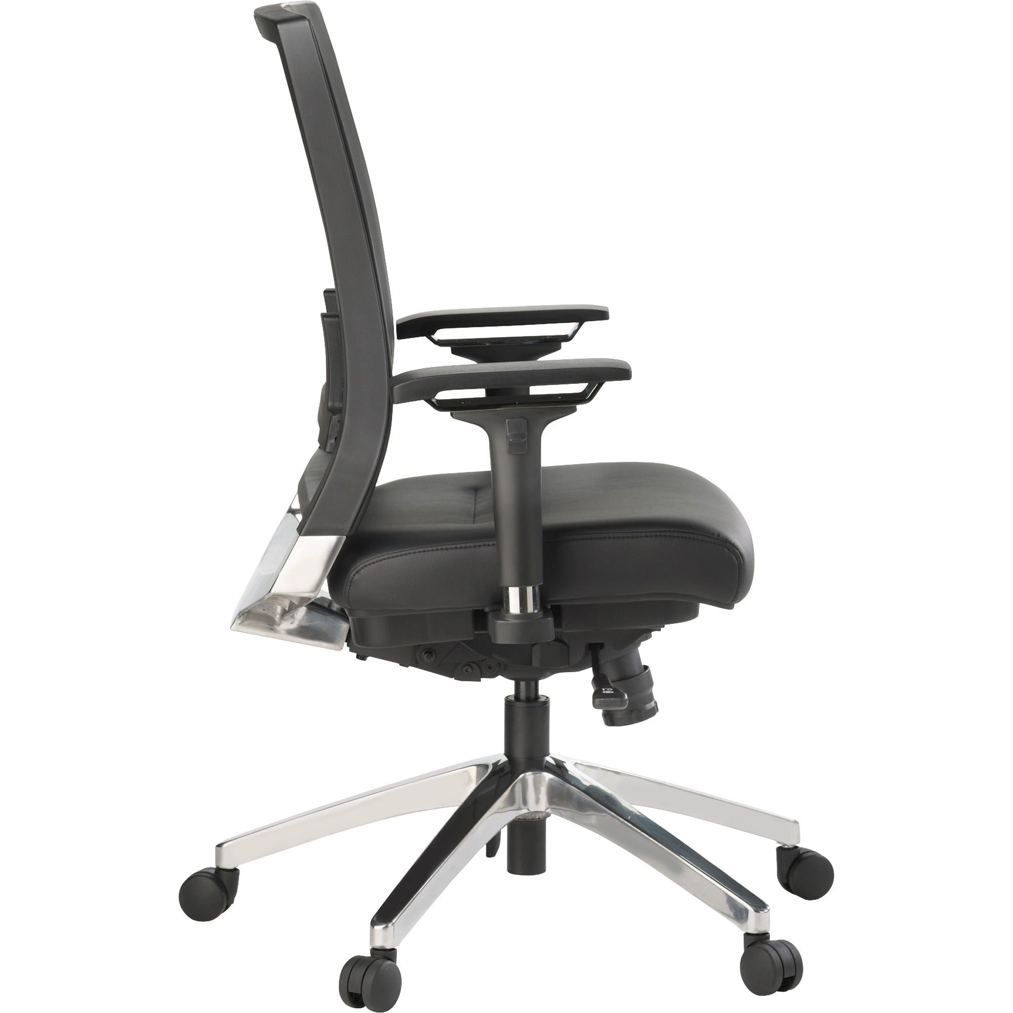 Lorell Heavy-duty Full-Function Executive Office Chair - Black Leather Seat - 5-star Base - Black - 1 Each - 