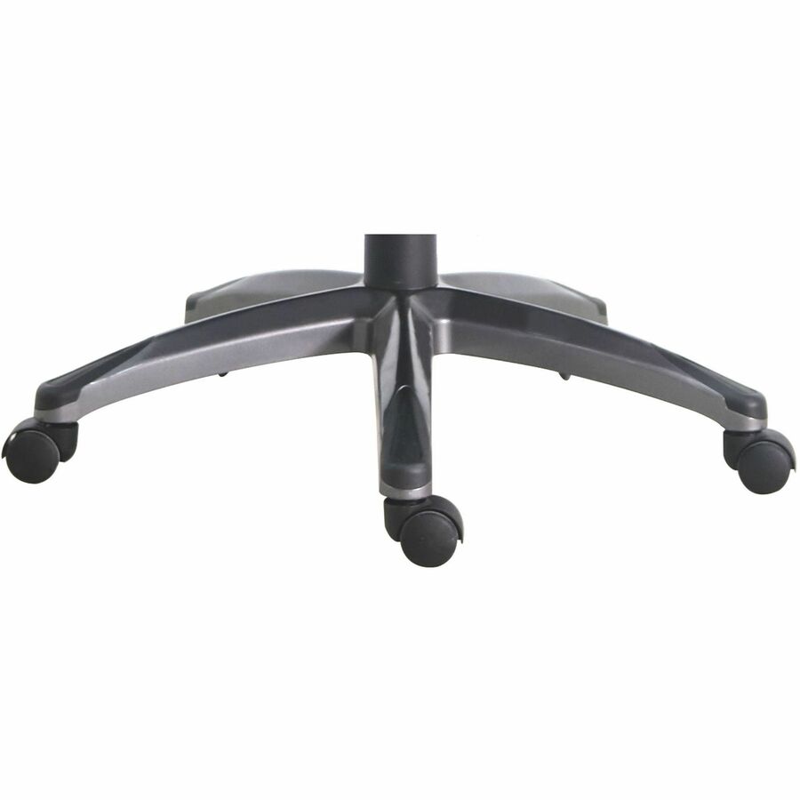 Lorell Executive High-Back Chair with Gun Metal Base - Black Leather Seat - 5-star Base - 1 Each