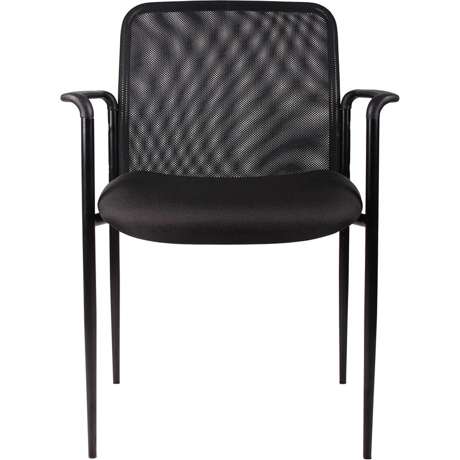 Lorell Reception Side Chair with Molded Cap Arms - Black Seat - Mesh Back - Steel Frame - Four-legged Base - 1 Each