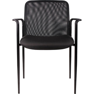 Lorell Reception Side Chair with Molded Cap Arms - Black Seat - Mesh Back - Steel Frame - Four-legged Base - 1 Each