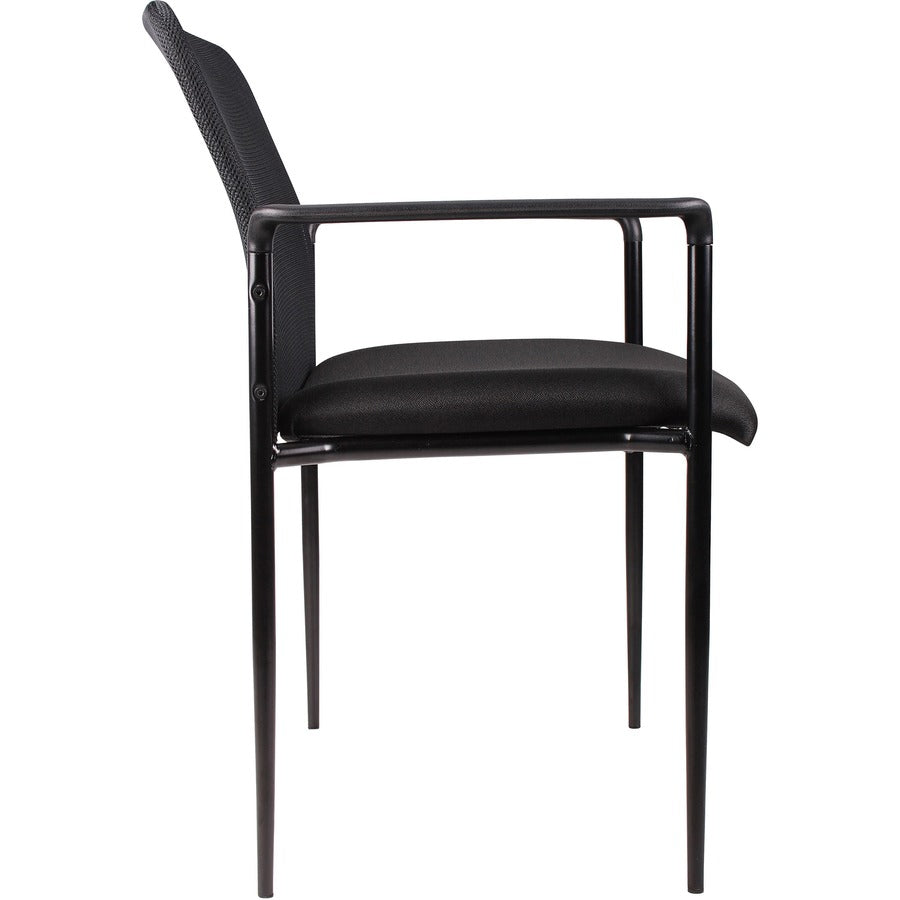 Lorell Reception Side Chair with Molded Cap Arms - Black Seat - Mesh Back - Steel Frame - Four-legged Base - 1 Each