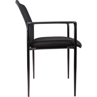 Lorell Reception Side Chair with Molded Cap Arms - Black Seat - Mesh Back - Steel Frame - Four-legged Base - 1 Each