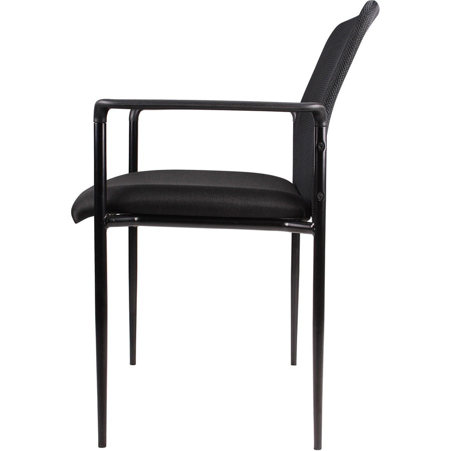 Lorell Reception Side Chair with Molded Cap Arms - Black Seat - Mesh Back - Steel Frame - Four-legged Base - 1 Each