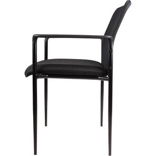 Lorell Reception Side Chair with Molded Cap Arms - Black Seat - Mesh Back - Steel Frame - Four-legged Base - 1 Each