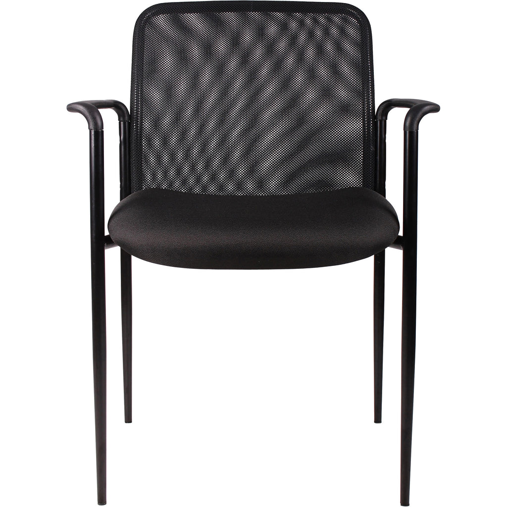 Lorell Reception Side Chair with Molded Cap Arms - Black Seat - Mesh Back - Steel Frame - Four-legged Base - 1 Each - 