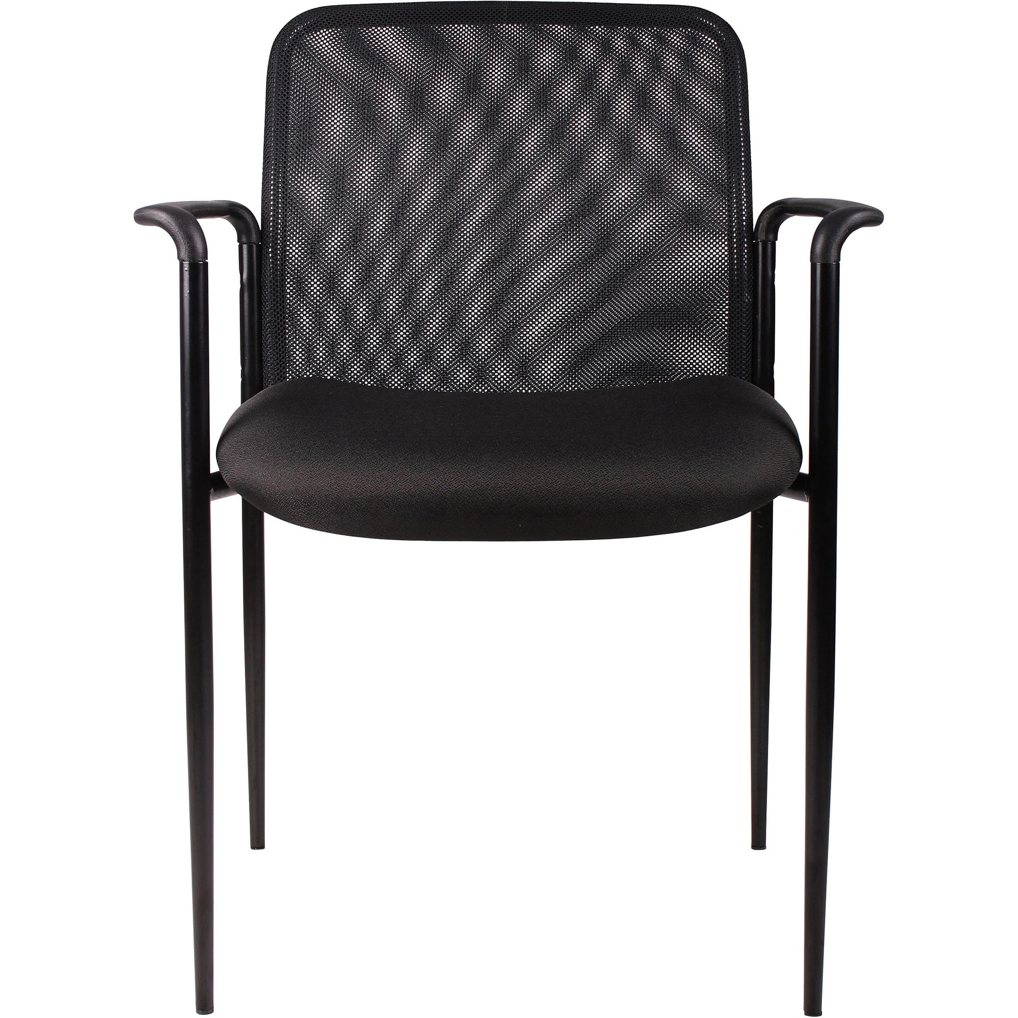 Lorell Reception Side Chair with Molded Cap Arms - Black Seat - Mesh Back - Steel Frame - Four-legged Base - 1 Each - 