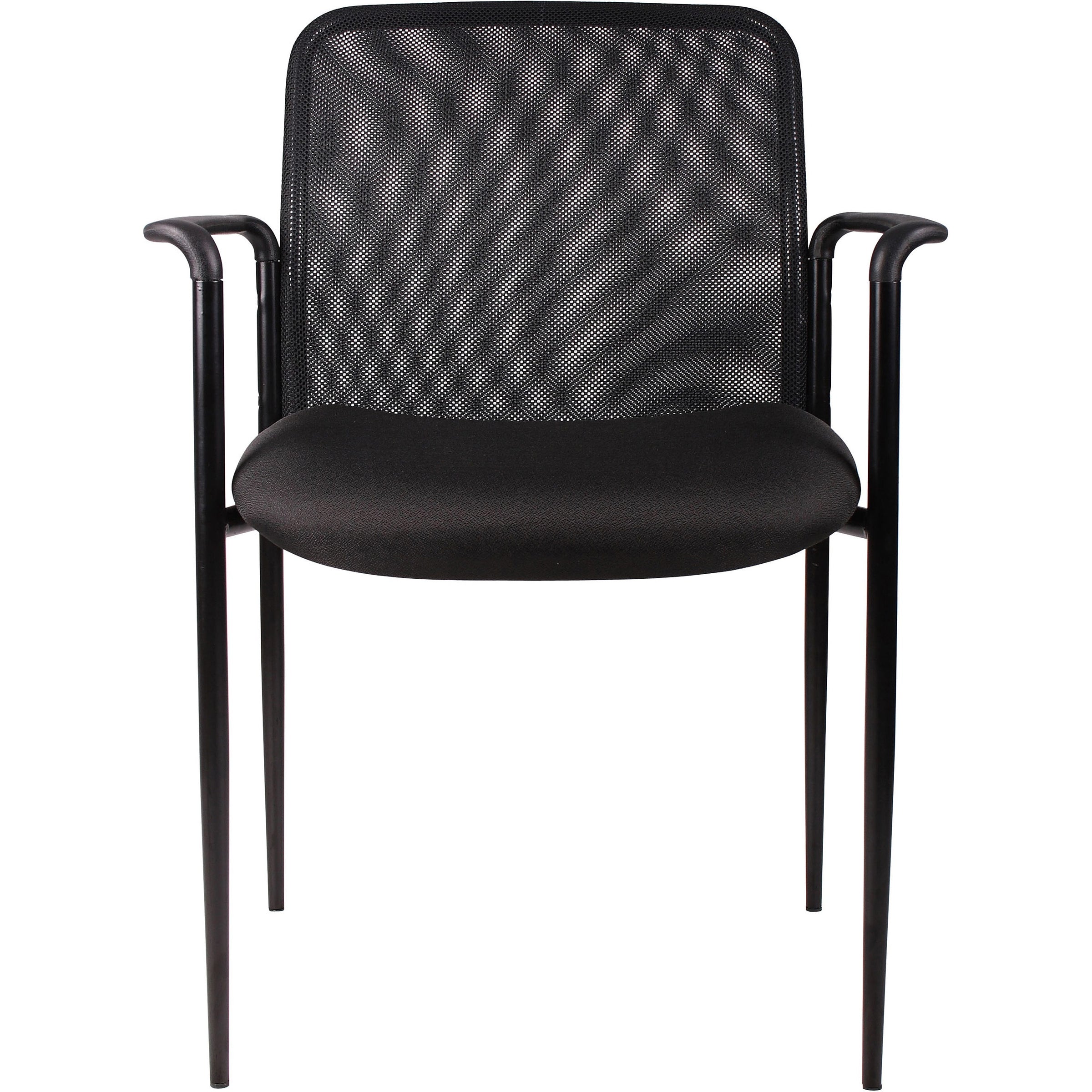 Lorell Reception Side Chair with Molded Cap Arms - Black Seat - Mesh Back - Steel Frame - Four-legged Base - 1 Each - 