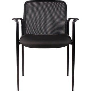 Lorell Reception Side Chair with Molded Cap Arms - Black Seat - Mesh Back - Steel Frame - Four-legged Base - 1 Each - 