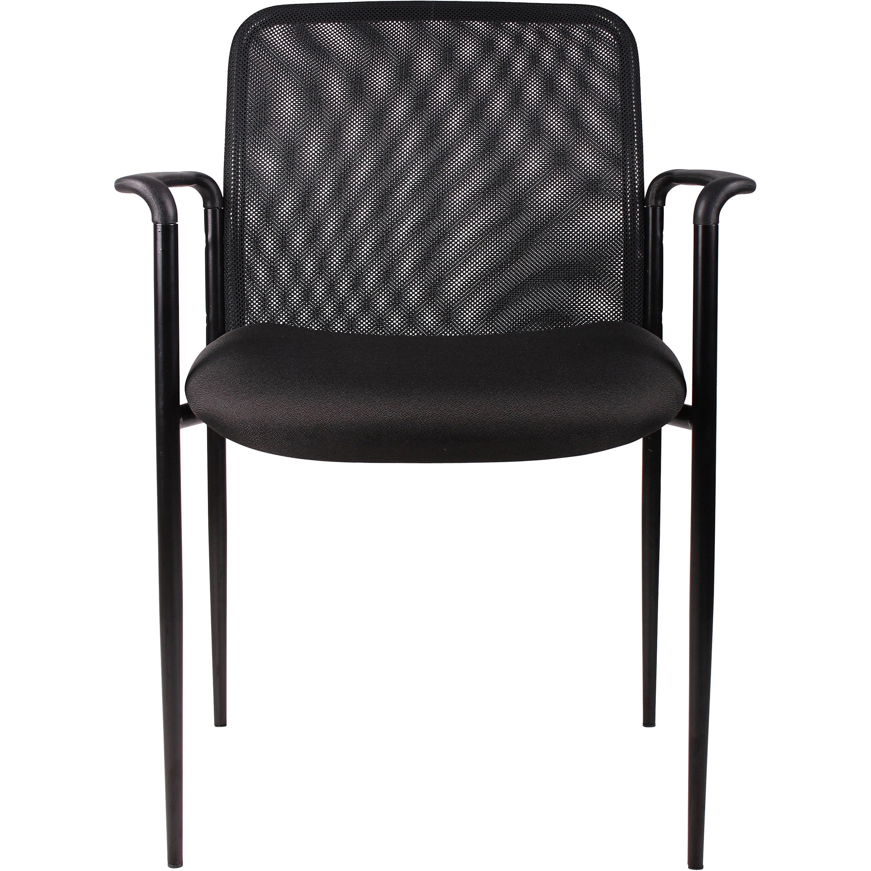 Lorell Reception Side Chair with Molded Cap Arms - Black Seat - Mesh Back - Steel Frame - Four-legged Base - 1 Each - 