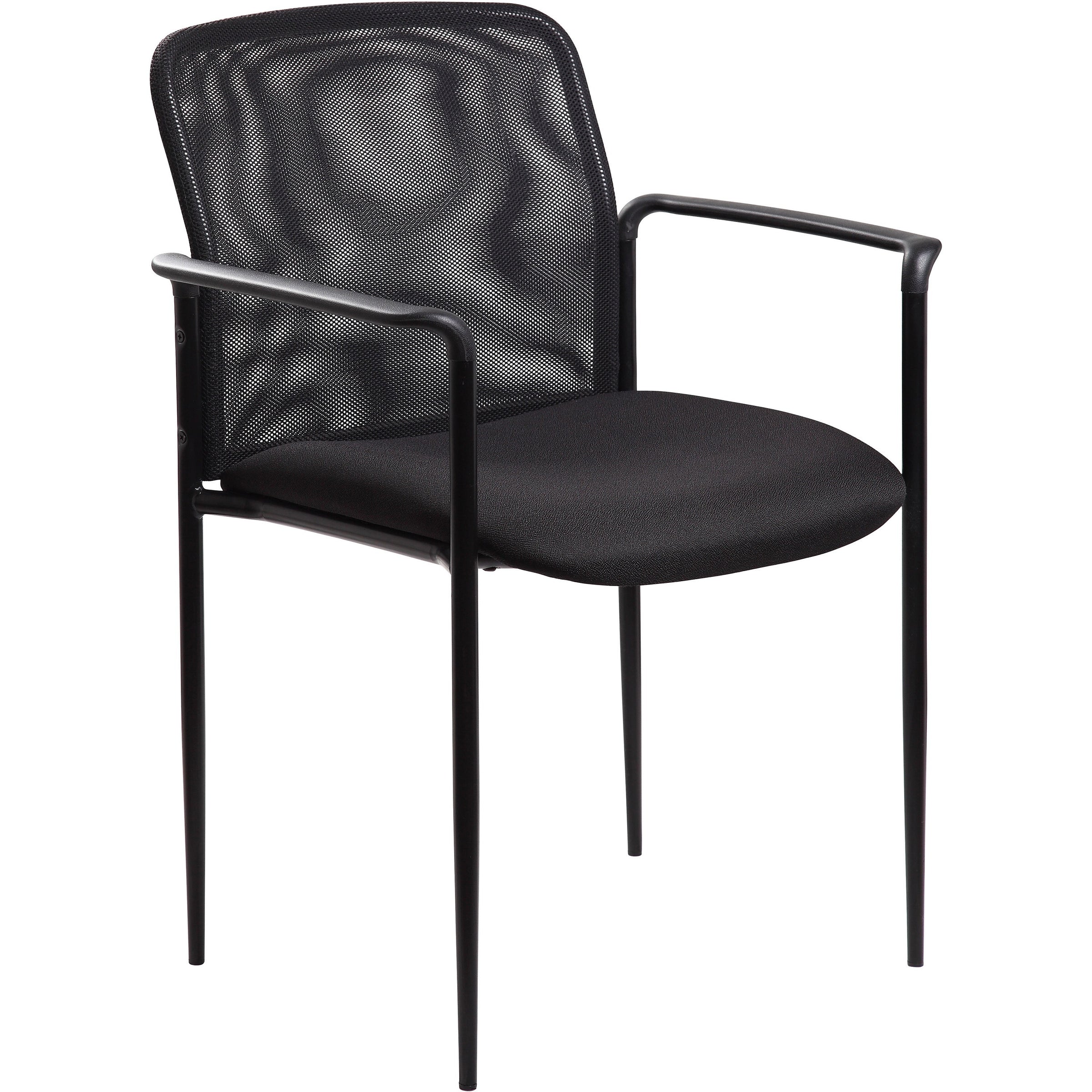 Lorell Reception Side Chair with Molded Cap Arms - Black Seat - Mesh Back - Steel Frame - Four-legged Base - 1 Each - 