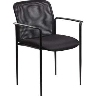 Lorell Reception Side Chair with Molded Cap Arms - Black Seat - Mesh Back - Steel Frame - Four-legged Base - 1 Each - 
