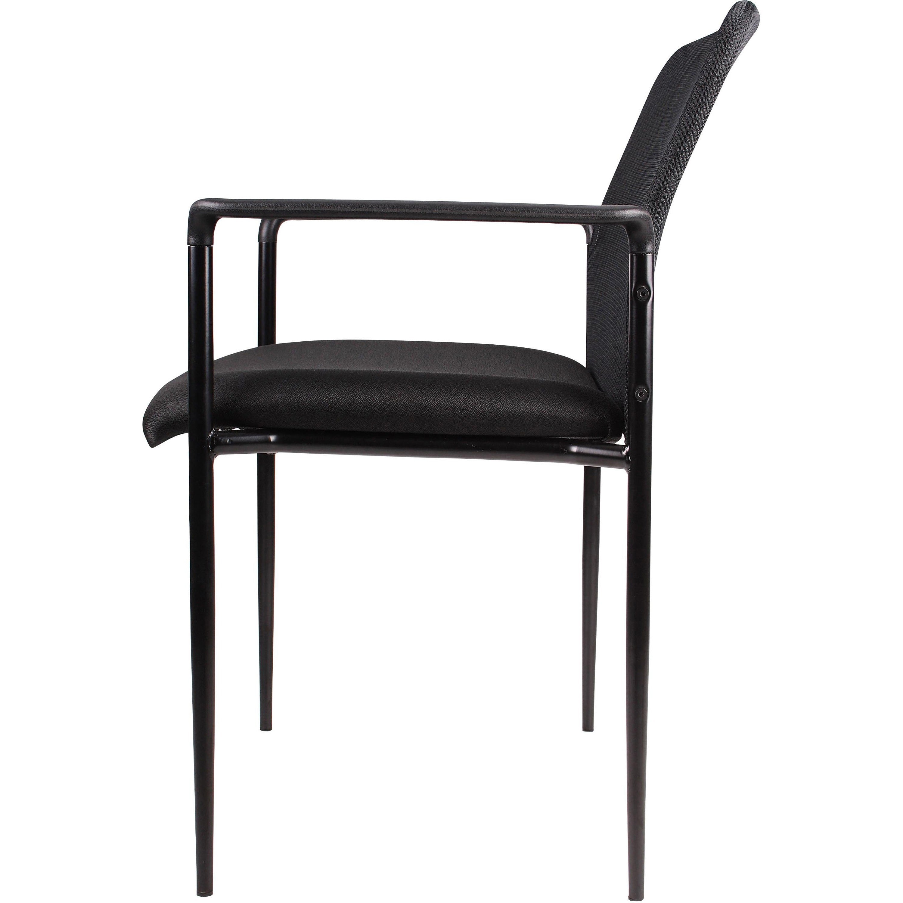 Lorell Reception Side Chair with Molded Cap Arms - Black Seat - Mesh Back - Steel Frame - Four-legged Base - 1 Each - 