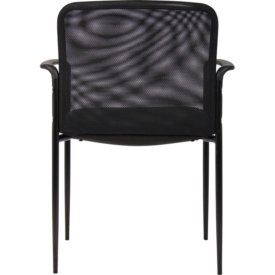 Lorell Reception Side Chair with Molded Cap Arms - Black Seat - Mesh Back - Steel Frame - Four-legged Base - 1 Each