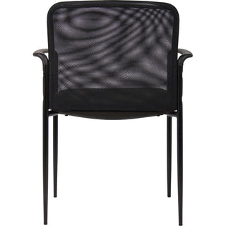Lorell Reception Side Chair with Molded Cap Arms - Black Seat - Mesh Back - Steel Frame - Four-legged Base - 1 Each