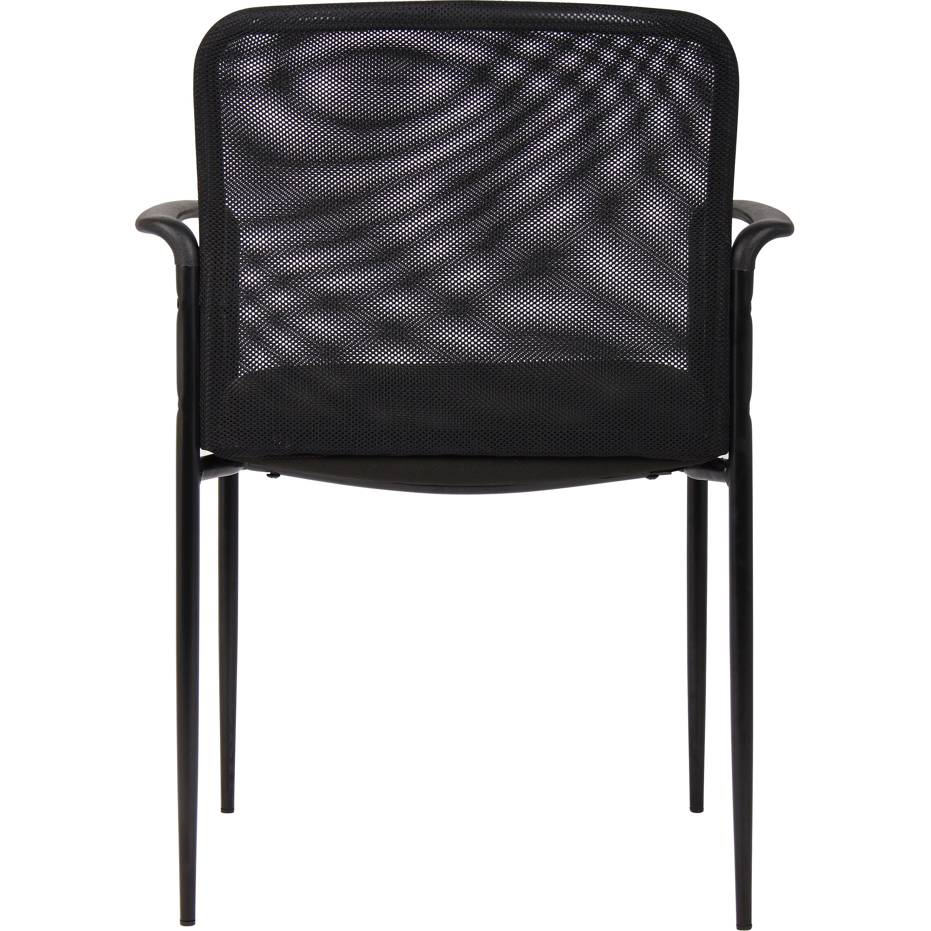 Lorell Reception Side Chair with Molded Cap Arms - Black Seat - Mesh Back - Steel Frame - Four-legged Base - 1 Each - 