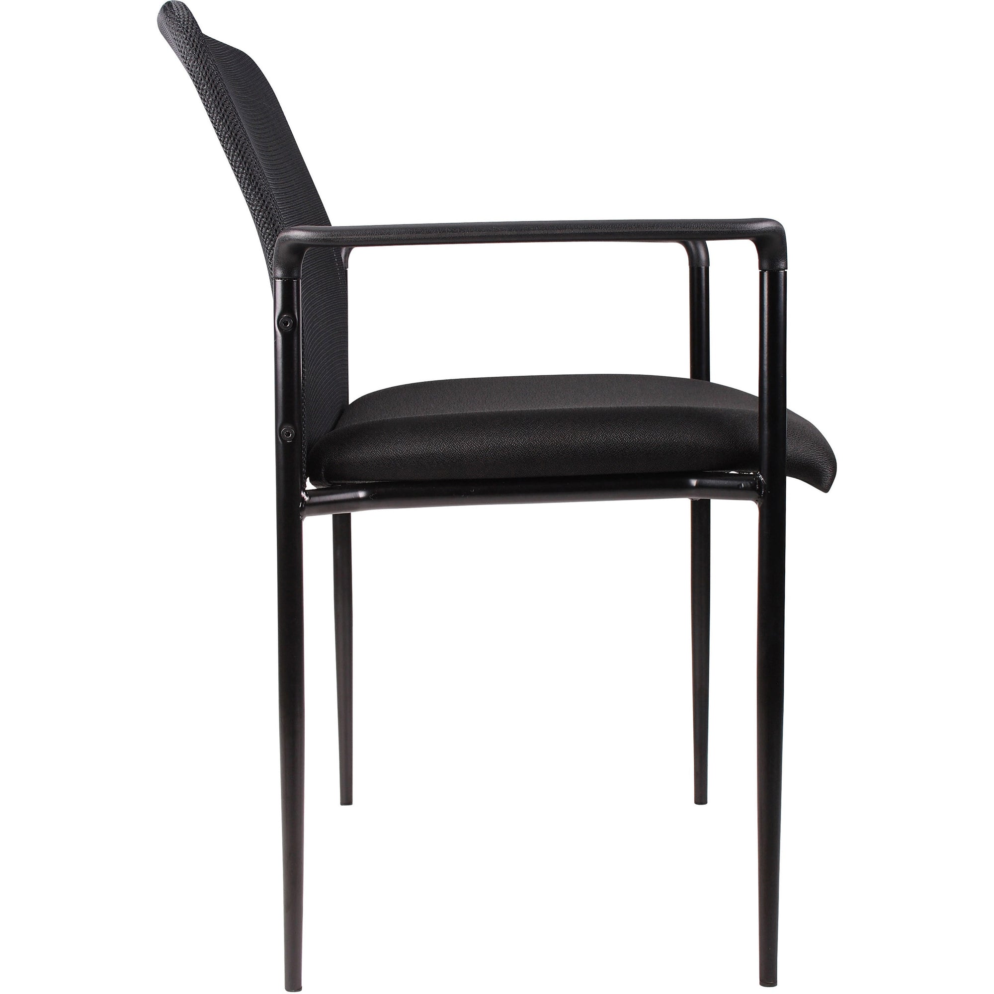 Lorell Reception Side Chair with Molded Cap Arms - Black Seat - Mesh Back - Steel Frame - Four-legged Base - 1 Each - 
