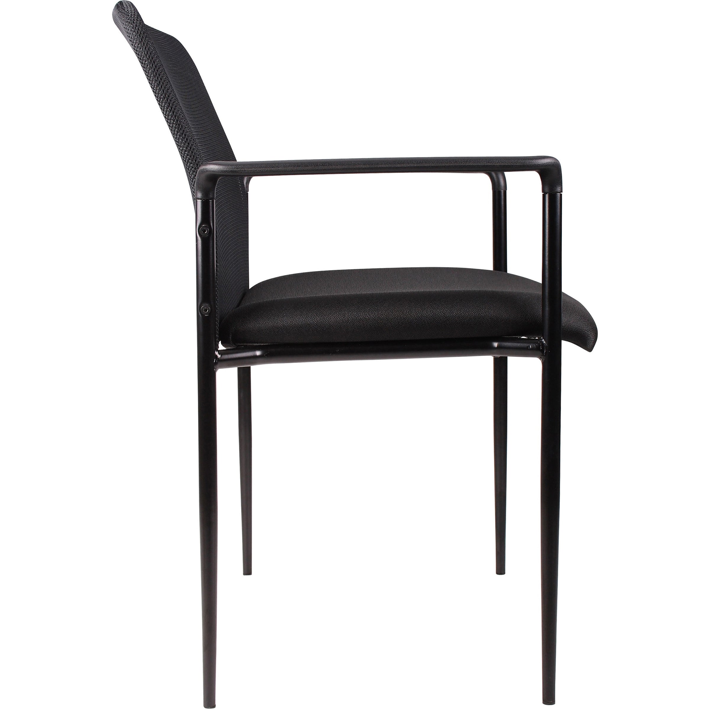 Lorell Reception Side Chair with Molded Cap Arms - Black Seat - Mesh Back - Steel Frame - Four-legged Base - 1 Each - 