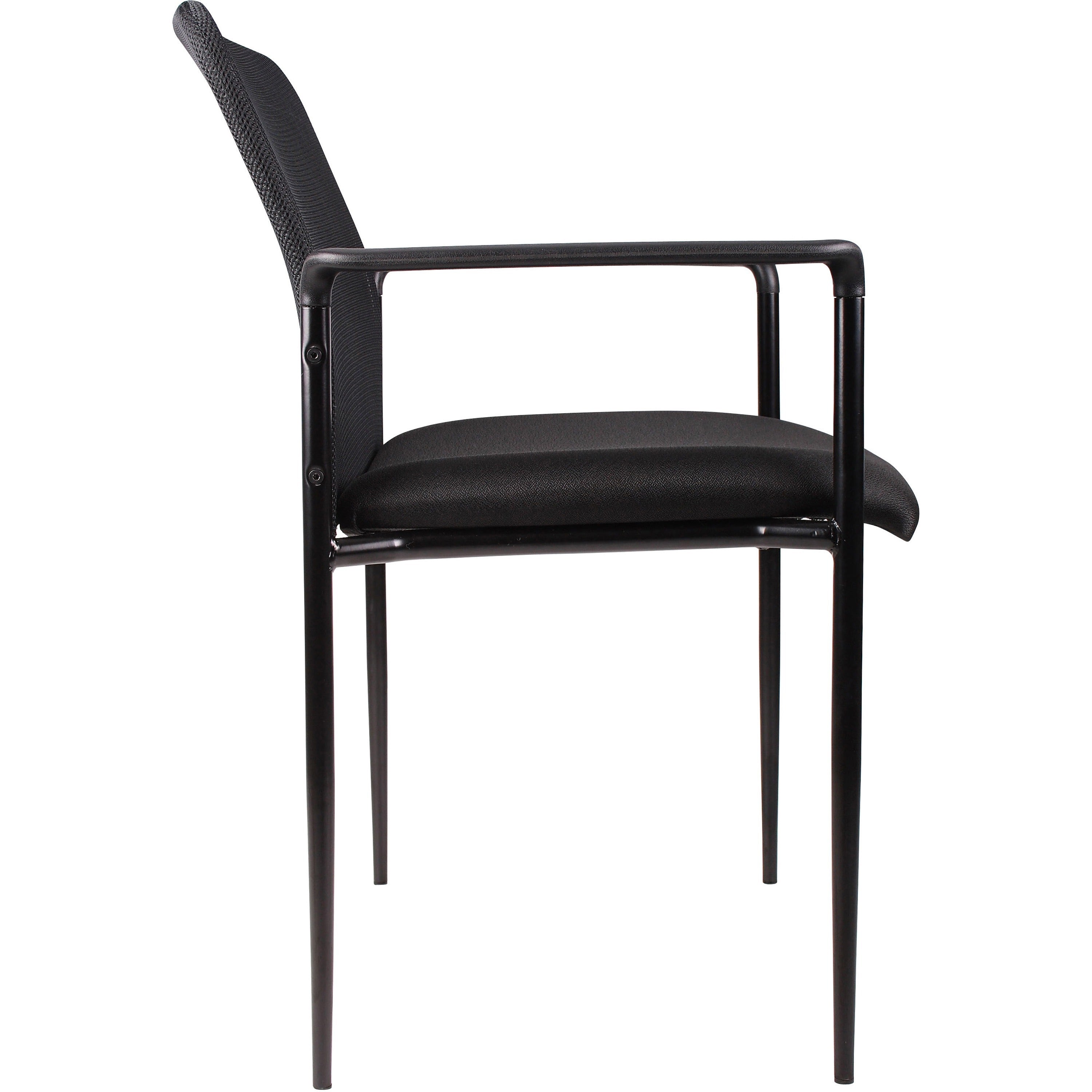 Lorell Reception Side Chair with Molded Cap Arms - Black Seat - Mesh Back - Steel Frame - Four-legged Base - 1 Each - 
