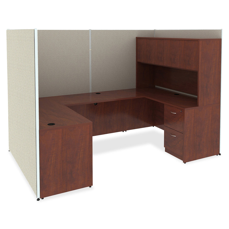 Lorell Essentials Series Credenza Shell - 59" x 23.6" x 29.5" - Finish: Cherry, Laminate - Grommet - 