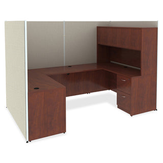 Lorell Essentials Series Credenza Shell - 59" x 23.6" x 29.5" - Finish: Cherry, Laminate - Grommet