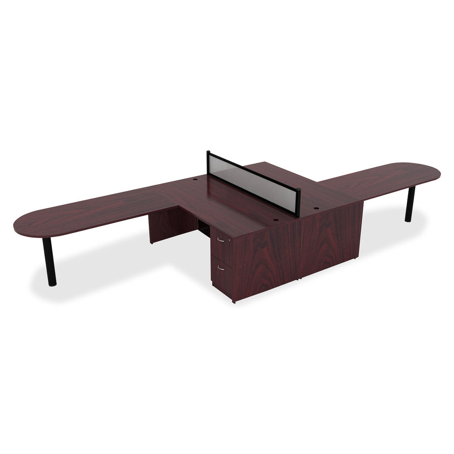 Lorell Essentials Series Credenza Shell - 70.9" x 23.6" x 1" x 29.5" - Finish: Laminate, Mahogany - Grommet, Durable, Adjustable Feet