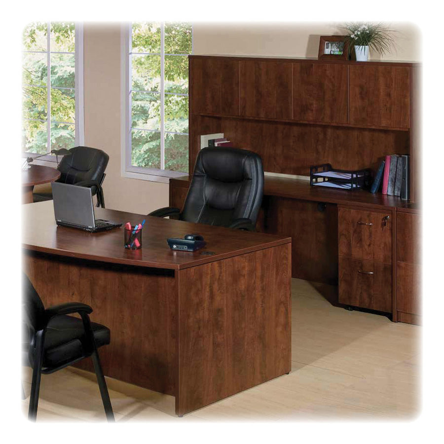 Lorell Essentials Series Rectangular Desk Shell - 59" x 29.5" x 29.5" - Finish: Cherry, Laminate - Grommet - 