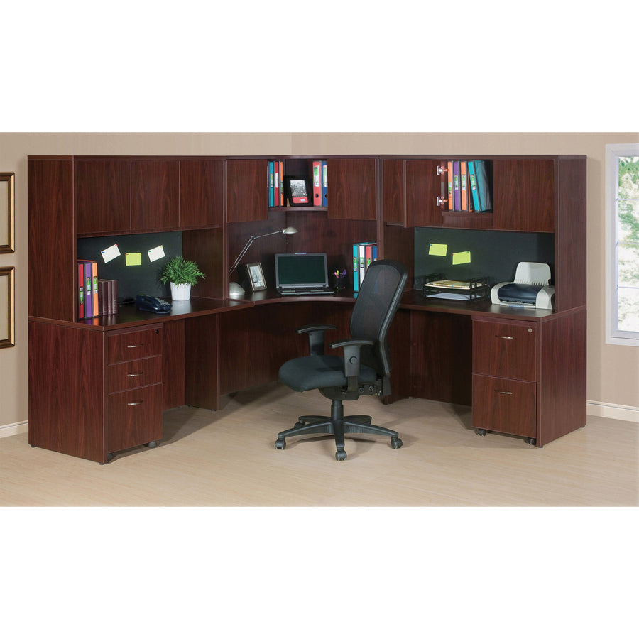Lorell Essentials Series Rectangular Desk Shell - 66.1" x 29.5" x 1" x 29.5" - Finish: Laminate, Mahogany - Grommet, Modesty Panel, Durable, Adjustable Feet