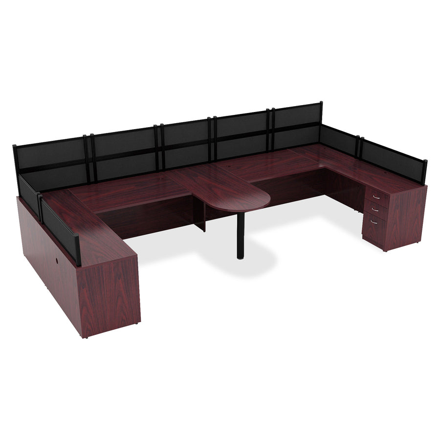 Lorell Essentials Series Rectangular Desk Shell - 66.1" x 29.5" x 1" x 29.5" - Finish: Laminate, Mahogany - Grommet, Modesty Panel, Durable, Adjustable Feet