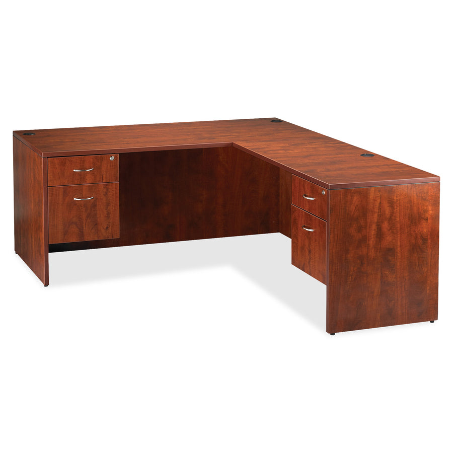 Lorell Essentials Series Rectangular Desk Shell - 66.1" x 29.5" x 29.5" - Finish: Cherry, Laminate - Grommet, Modesty Panel - 