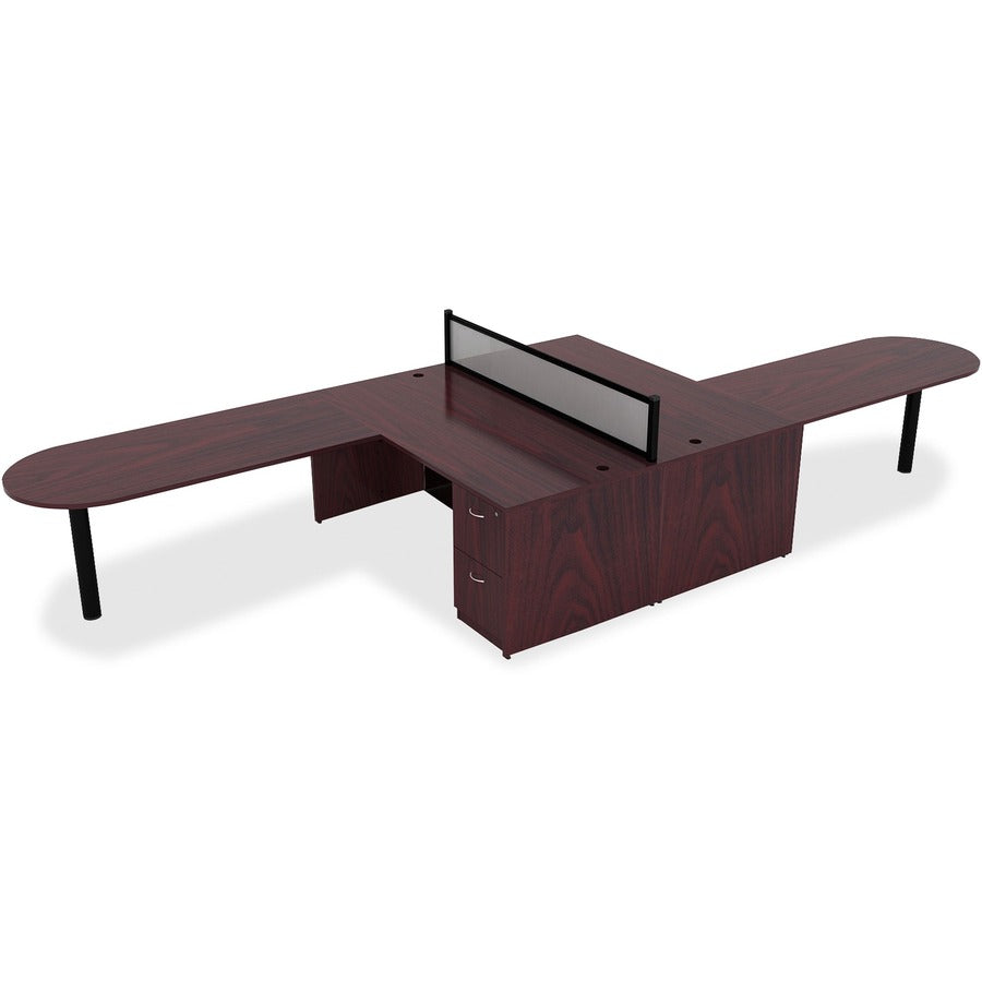 Lorell Essentials Series Rectangular Desk Shell - 70.9" x 35.6" x 1" x 29.5" - Finish: Laminate, Mahogany - Grommet, Cord Management, Durable, Adjustable Feet - 