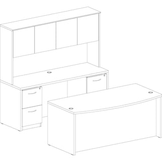 Lorell Essentials Series Stack-on Hutch with Doors - 71.8" x 15" x 36" - 4 Door(s) - Finish: Laminate, Mahogany - Cord Management, Grommet, Durable