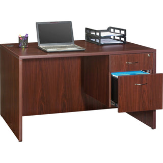 Lorell Essentials Series Box/File Hanging File Cabinet - 15.5" x 21.9" x 18.9" - 2 x Box, File Drawer(s) - Double Pedestal - Finish: Laminate, Mahogany - Ball-bearing Suspension, Lockable Drawer, Adjustable Feet - 