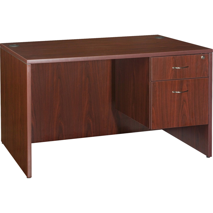 Lorell Essentials Series Box/File Hanging File Cabinet - 15.5" x 21.9" x 18.9" - 2 x Box, File Drawer(s) - Double Pedestal - Finish: Laminate, Mahogany - Ball-bearing Suspension, Lockable Drawer, Adjustable Feet - 