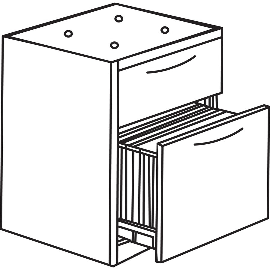 Lorell Essentials Series Box/File Hanging File Cabinet - 15.5" x 21.9" x 18.9" - 2 x Box, File Drawer(s) - Double Pedestal - Finish: Laminate, Mahogany - Ball-bearing Suspension, Lockable Drawer, Adjustable Feet - 