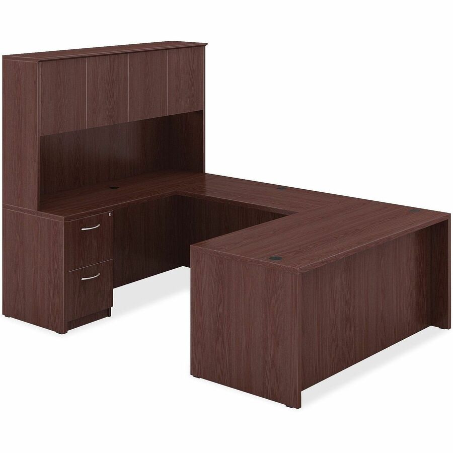 Lorell Essentials Series File/File Mobile File Cabinet - 15.8" x 22" x 28.6" - Double Pedestal - Finish: Laminate, Mahogany - Leveling Glide